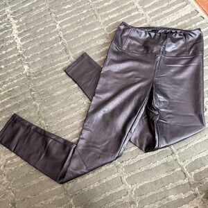 7 for all Mankind Black Faux Leather Fleece Lined Skinny Leggings